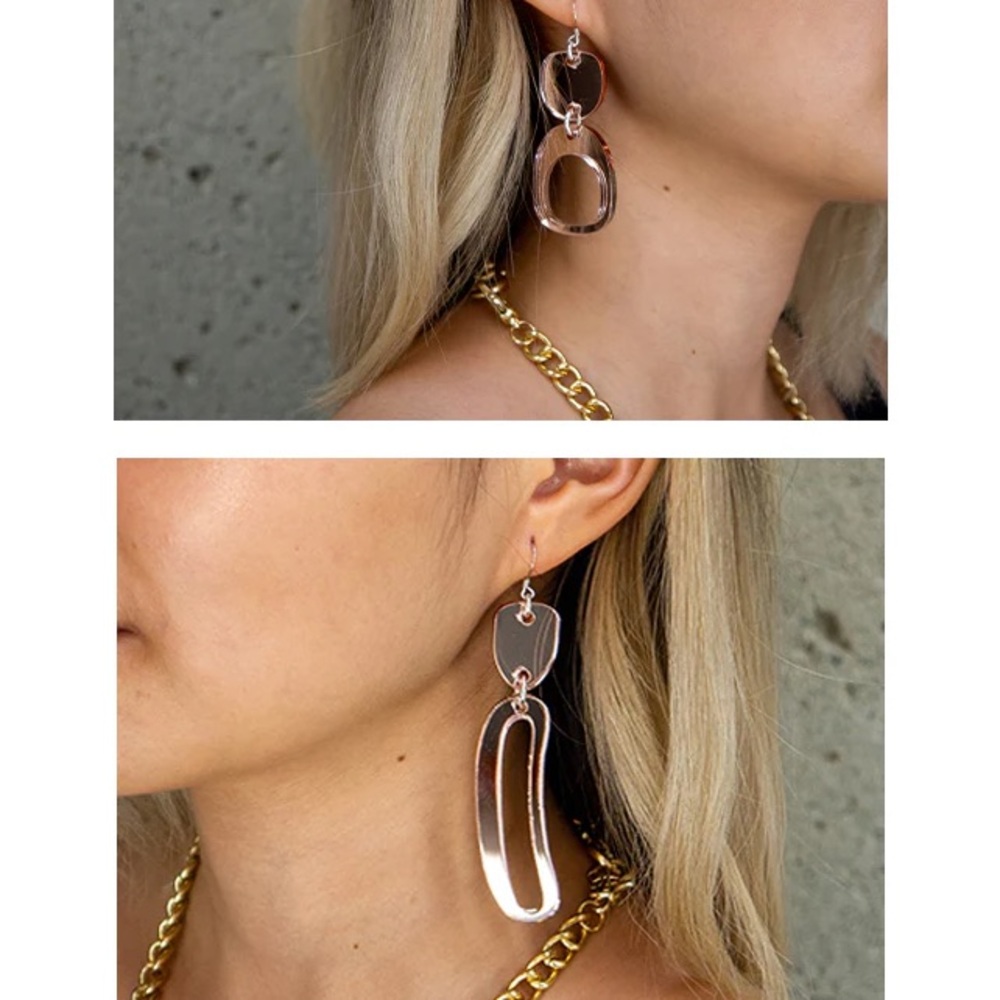 Warren Steven Scott | Rose Gold Mirror Mini Mixed Ovoid Earrings | Indigenous